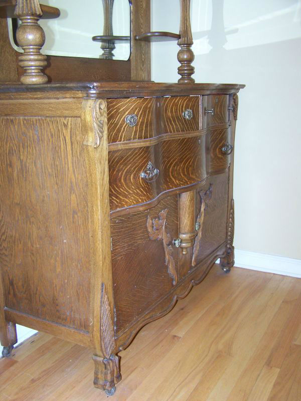 Antique Ornate Quarter Sawn Tiger Oak Sideboard Buffet eBay